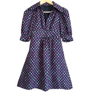 BSTSEY JOHNSON Vintage 100% Silk Retro Feminine Polka Dots Y2K Babydoll Dress 0